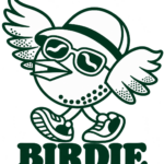 Cooler Birdie-Golfmaskottchen im Retro-Stil