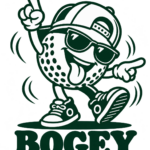 Tanzender Golfball-Maskottchen mit „BOGEY“